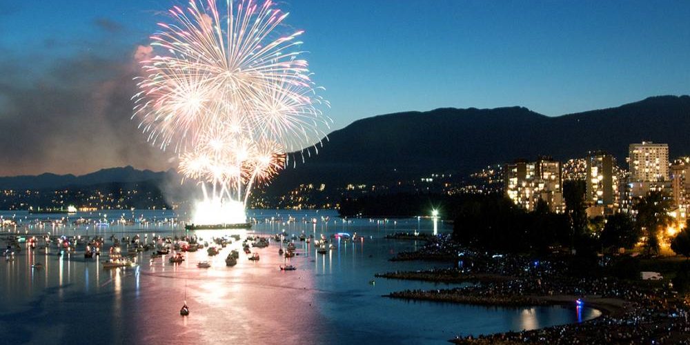 Fireworks over water