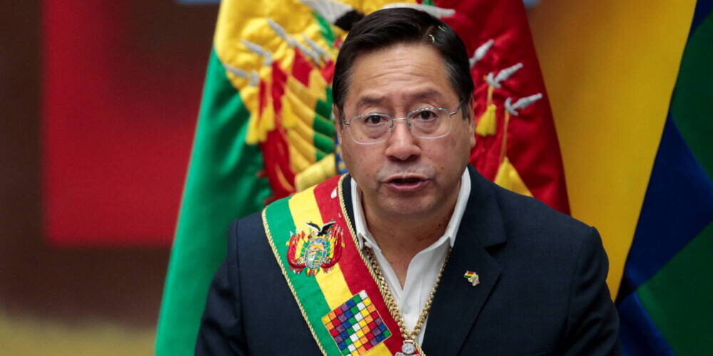 Bolivia’s President Luis Arce addresses the people on the country’s National Day, in La Paz